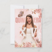 Roos Gold Quinceanera Bloemenprinses Vlinder Kaart (Voorkant)