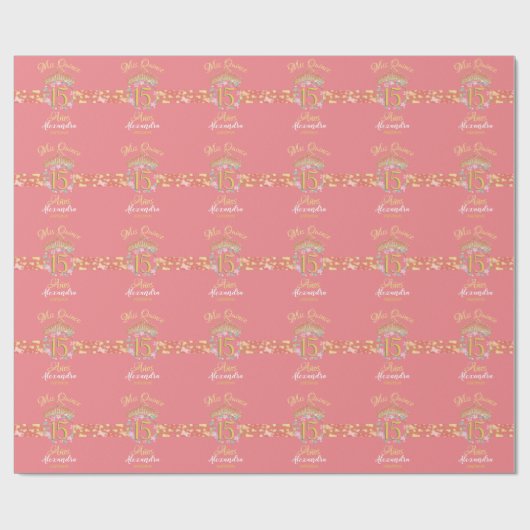 Roos Gold Quinceanera  Boho Spaans Cadeaupapier (Vlak)