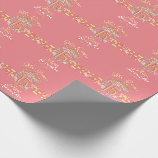 Roos Gold Quinceanera  Boho Spaans Cadeaupapier (Hoek)