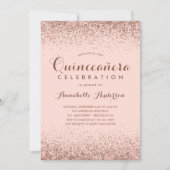 Roos Gold Quinceañera Glitter Elegant Birthday Kaart (Voorkant)
