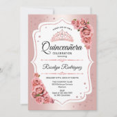 Roos Gold Quinceanera Kaart (Voorkant)