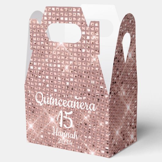 Roos Gold Quinceañera Meisje 15e Verjaardag Dank u Bedankdoosjes (Geopend)