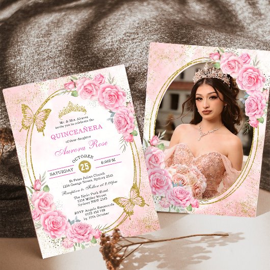 Roos Gold Quinceanera Miss Quince 15 Anos Foto Kaart