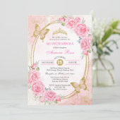 Roos Gold Quinceanera Miss Quince 15 Anos Verjaard Kaart (Staand voorkant)