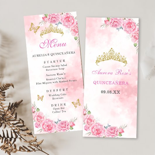 Roos Gold Quinceanera Miss Quince 15 Anos Verjaard Menu