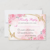 Roos Gold Quinceanera Miss Quince 15 Anos Verjaard RSVP Kaartje (Voorkant)