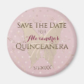 Roos Gold Quinceanera slaat de datum op Magneet (Voorkant)