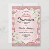 Roos Gold Quinceanera - Witte rozen Kaart (Voorkant)