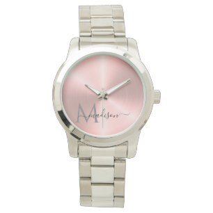 Roos Gold Radial Metallic Script Name Horloge