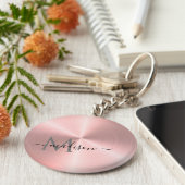 Roos Gold Radial Metallic Script Name Sleutelhanger (Zijkant)