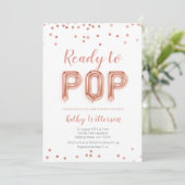 Roos Gold Ready-to-Pop baby shower-uitnodiging Kaart (Staand voorkant)
