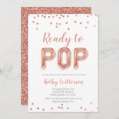 Roos Gold Ready-to-Pop baby shower-uitnodiging Kaart (Voorkant / Achterkant)
