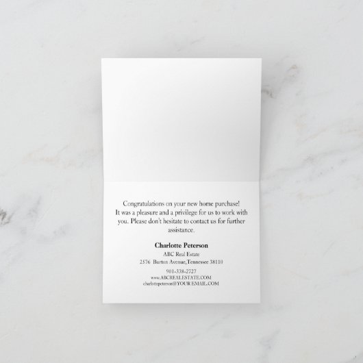 Roos Gold Real Estate Hartelijk dank! Bedankkaart (Binnen)