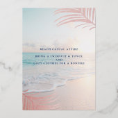 Roos Gold Real Folie Beach Sweet 16th Birthday Foi Uitnodiging (Achterkant)