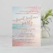 Roos Gold Real Folie Beach Sweet 16th Birthday Foi Uitnodiging (Staand Voorkant)