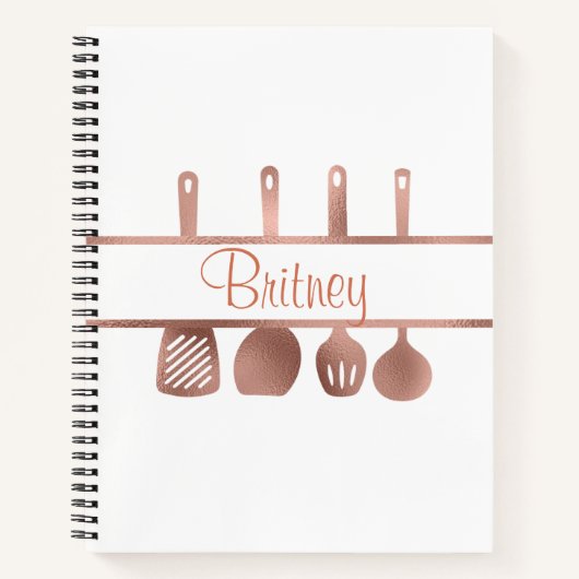 Roos Gold Recept kookboek gebruiksvoorwerpen geper Notitieboek (Voorkant)