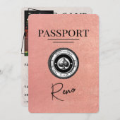 Roos Gold Reno Passport Bewaar de datum Save The Date (Voorkant / Achterkant)