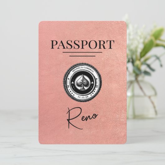 Roos Gold Reno Passport Bewaar de datum Save The Date (Staand voorkant)