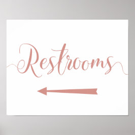 Roos Gold Restrooms Pijl-links Poster