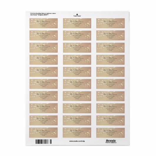 Roos Gold Return-adres Etiket (Full Sheet)