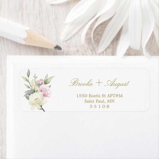 Roos Gold Return-adreslabels Etiket (Insitu)