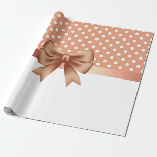 Roos Gold Ribbon and Polka Dots Cadeaupapier