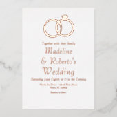 Roos Gold Rings Wedding Ppress Folie Uitnodigingen (Voorkant)