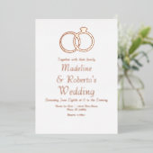 Roos Gold Rings Wedding Ppress Folie Uitnodigingen (Staand Voorkant)
