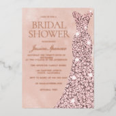 Roos Gold, robuust Roos en Vrijgezellenfeest met b Folie Uitnodiging (Voorkant)