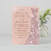 Roos Gold, robuust Roos en Vrijgezellenfeest met b Folie Uitnodiging (Staand Voorkant)