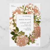 Roos Gold Romance Waterverf bruiloft Folie Uitnodiging (Voorkant)
