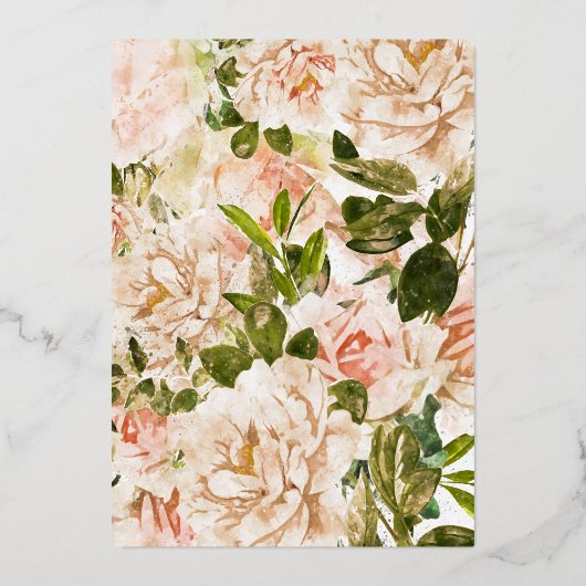 Roos Gold Romance Waterverf bruiloft Folie Uitnodiging (Achterkant)