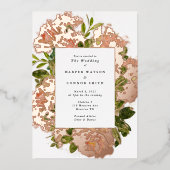 Roos Gold Romance Waterverf bruiloft Folie Uitnodiging (Voorkant)