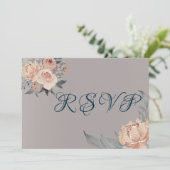 Roos Gold Romantic Pink Floral Wedding RSVP-kaart (Staand voorkant)