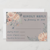 Roos Gold Romantic Pink Floral Wedding RSVP-kaart (Achterkant)