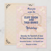 Roos Gold, Roos en bloesse bruiloft Kaart (Voorkant / Achterkant)