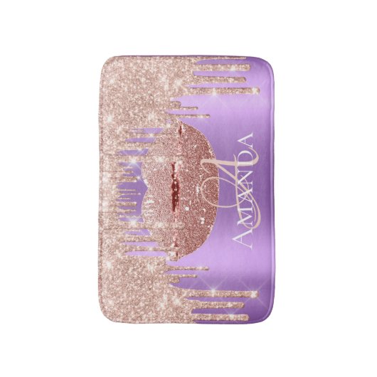 Roos Gold Royal Glitter Name Monogram Makeup Badmat (Voorkant Verticaal)