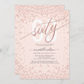 Roos Gold & Roze 60e verjaardag uitnodiging (Voorkant / Achterkant)