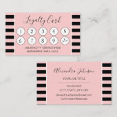 Roos Gold - Roze en Zwarte Streep Girly Loyaliteit Klantenkaartje (Voorkant / Achterkant)