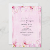 Roos Gold & Roze Floral Geometric Engagement Party Kaart (Voorkant)