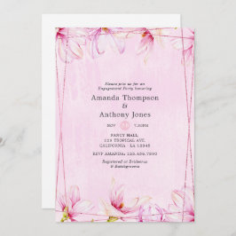 Roos Gold & Roze Floral Geometric Engagement Party Kaart