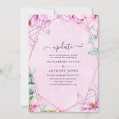Roos Gold & roze Magnolia Geometric Wedding Update Kaart (Voorkant)