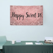 Roos Gold Roze Moderne Trendy Marmeren Party Banne Spandoek (Beurs)