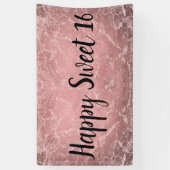 Roos Gold Roze Moderne Trendy Marmeren Party Banne Spandoek (Verticaal)