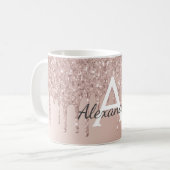 Roos Gold - Roze monogram met spaarpjes Koffiemok (Voorkant links)