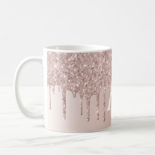 Roos Gold - Roze monogram met spaarpjes Koffiemok (Links)