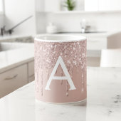 Roos Gold - Roze monogram met spaarpjes Koffiemok