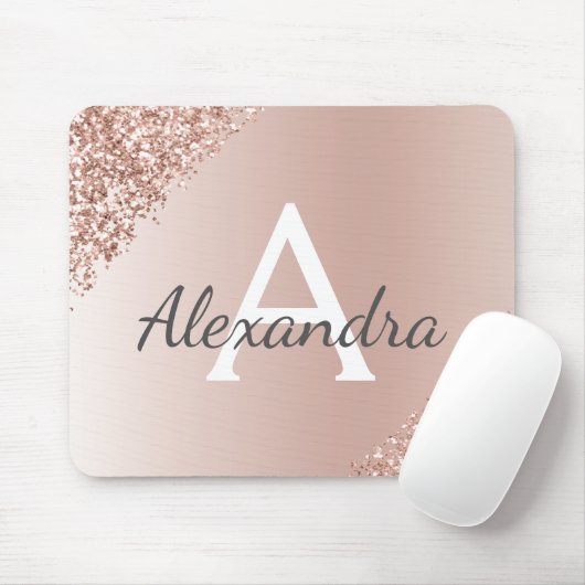 Roos Gold - Roze monogram met spaarpjes Muismat (Met muis)