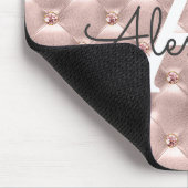 Roos Gold  Roze Monogram Naam Mousepad Muismat (Hoek)