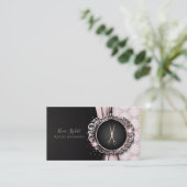Roos Gold Roze & Zwart Luxe Haarstylist Visitekaartje (Staand voorkant)